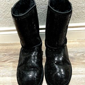 Black sequin Ugg boots size 8